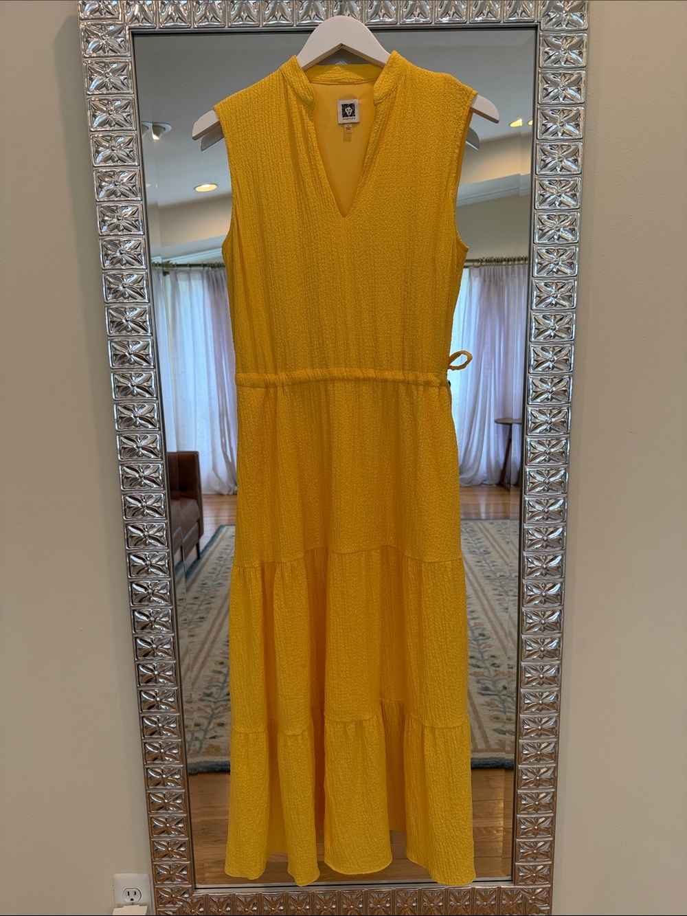 Anne Klein Bright Yellow Sleeveless Tiered Maxi Dress